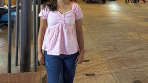 Pink Striped Peplum Top