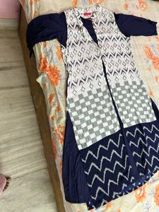Pink Almirah 💙&amp;🤍 Front Jacket Anarkali Kurta