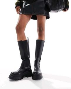 Black Chunky Platform Knee-High Boots