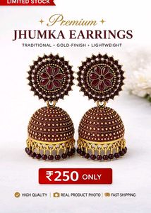 Premium Jhumka Earrings - Gold Finish