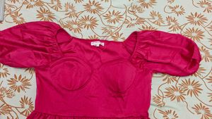 Pink corseted fit and flare dress 🩷
