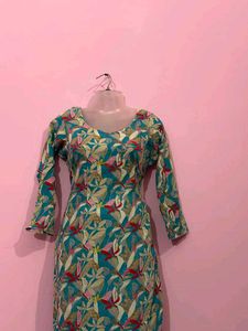 Stylish Teal Floral Kurta Set
