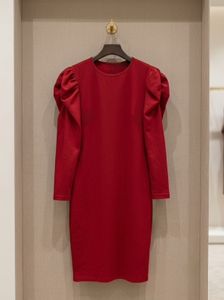 Chic Red Puff Sleeve Dress