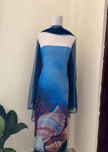 Unique Hand-Painted Sea Shell Dress Material