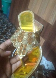 Beautiful Orangish Golden Stone Heels