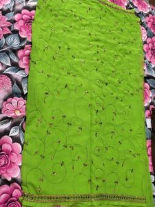 Vibrant Green Embroidered Saree