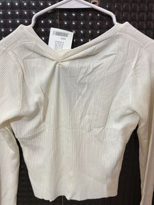 Ribbed White Cardigan