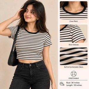 Colorful Striped Cropped 3 T-Shirt
