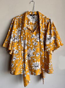 Stylish Yellow Floral Print Top