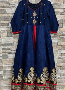 Elegant Blue Embroidered Anarkali Gown