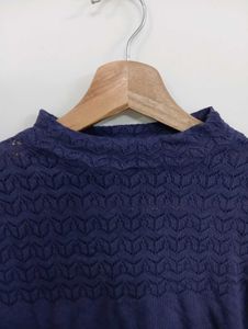Navy Blue Mock Neck T-shirt