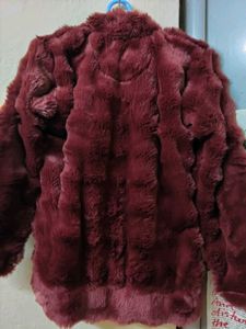 Luxurious Maroon Faux Fur Jacket