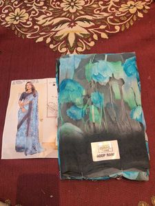 Beautiful Blue Fancy and Floral Saree