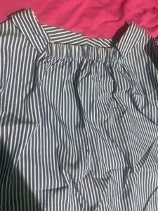 Blue Striped Button-Up Dress
