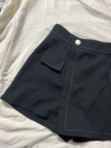 Chic Black Skort with White Stitching