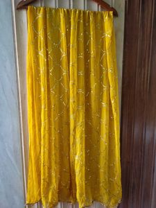 Yellow Embroidered garara frock Set with Dupatta |