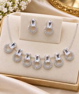 combo set Elegant Crystal Necklace and Earring Se