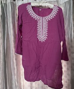 Purple Embroidered Kurta