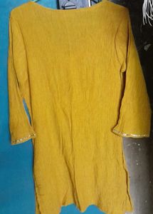 Yellow Mustard Embroidered Kurta