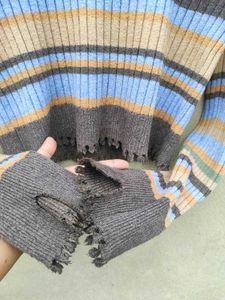 Striped Ribbed Knit Sweater