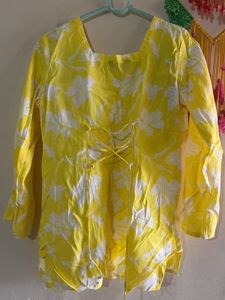 Bright Yellow Floral Kurta