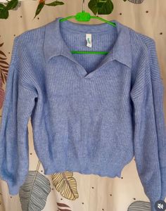Light Blue Collared Knit Sweater