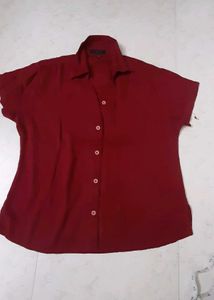 Formal top Maroon With Side Slit and pastel shirt