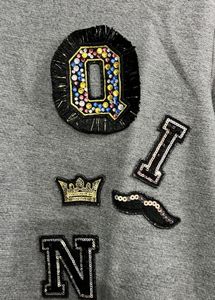 Grey Embellished Sweatshirt Top