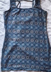 Blue Geometric Print Mini kurta
