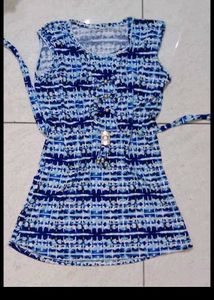 Blue & White Printed Dress