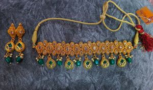 Heavy Elegant Gold Plated Kundan Necklace Set