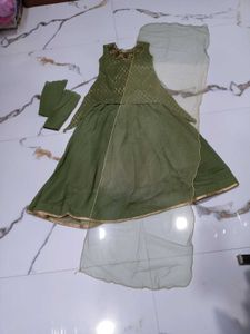 Girls' Olive Green Embellished Top