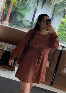 Brown Long Sleeve Dress