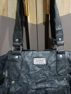 Chic Black Faux Leather Tote Bag