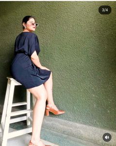 Black dress with belt