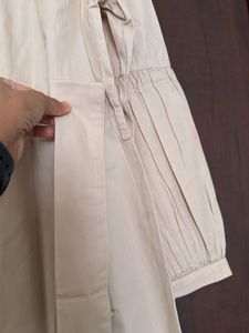 H&amp;M Beige Button-Up Midi Dress