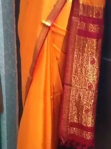 GentlyUsed YellowMisoreSilkSaree-MaroonBorder+