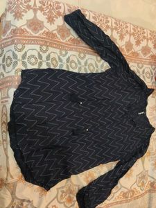 Stylish Navy Blue Kurta with Chevron Print