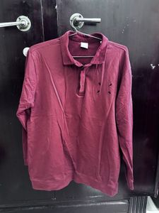 Burgundy Long Sleeve Polo Shirt