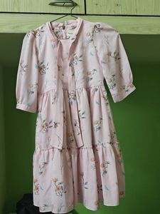 Chic Pink Floral Tiered Dress