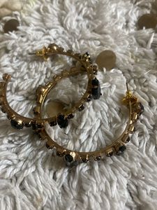 Elegant Black Stone Drop Earrings