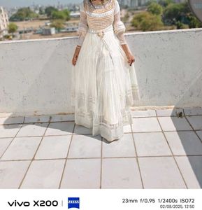 Elegant White indo western upper top lower sarara