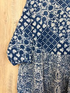 Blue &amp; White Block Print Kurta dress