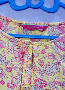 Yellow Floral Print Kurta