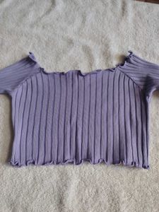 Lavender Ribbed Lettuce Trim Top