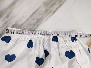 White Palazzo Pants with Blue Hearts