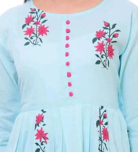 Light Blue Floral Kurta Palazzo Set