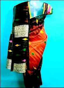 Rust color organza saree