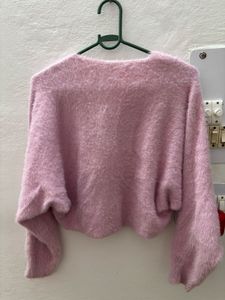 Fluffy Pink Cropped Sweater