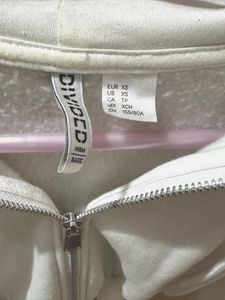 Cream Cropped Zip-Up Hoodie